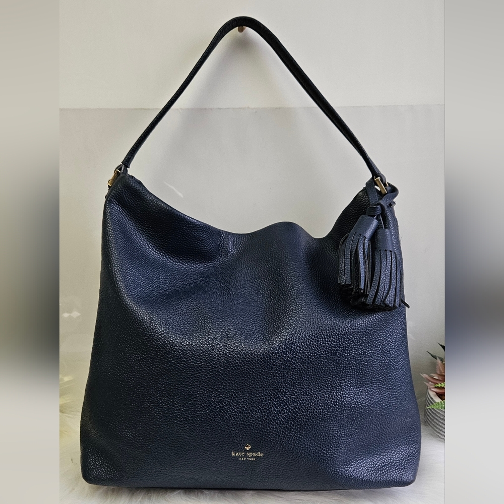 Kate Spade Hobo Bag Large - Blue Pebbled Leather